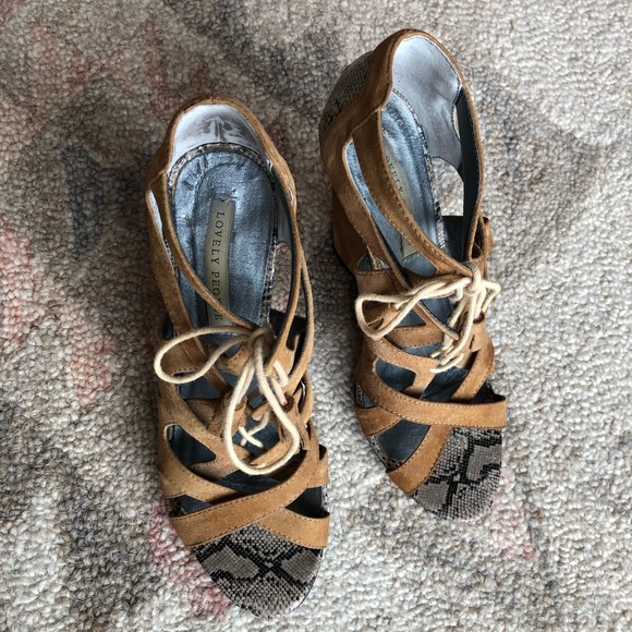 Python and suede caged wedges - Picture 2 of 4